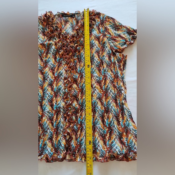 Notations Women’s multicolor Ruffle Tunic V Neck Flutter Sleeve Top XL - Picture 8 of 10